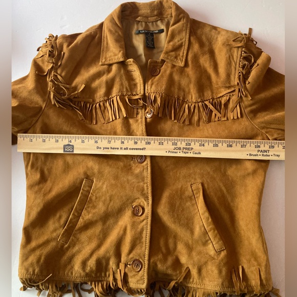 Lucky Brand women’s SZ M Tan Suede Fringe festival Jacket, western inspired - Picture 7 of 11